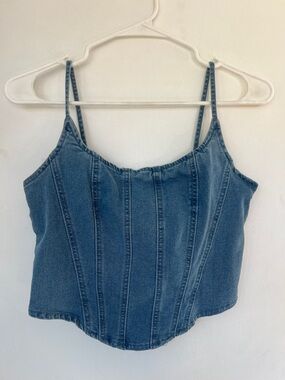 Denim Corset Cami Top - Blue